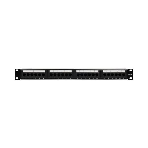 Патч-панель 24 порти NVC-PN-01/24 CAT5/CAT6 19" 1U неекранована, з заднім організатором кабелю 73-00144 фото