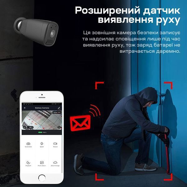 Автономна WiFi IP-відеокамера 2Mp Light Vision VLC-04IB Black з підтримкою Tuya, f=3.6mm, на акумуляторних батареях 75-00303 фото