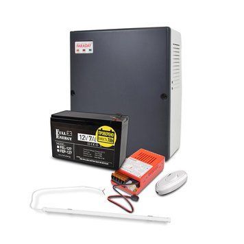 Бокс пластиковий PLB 7-9 А&middot;год + Світильник LED лінійний 1200 мм 16 Вт 6500K + БП UPS 35W Smart ASCH PL + FEP-127 + Перемикач світла e.switch wires 6A white 2487701 фото