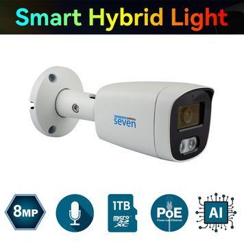 IP-відеокамера 8 Мп SEVEN IP-7228PA-DL white 2,8 мм з розумним подвійним підсвічуванням IP7228PA-DLw28 фото